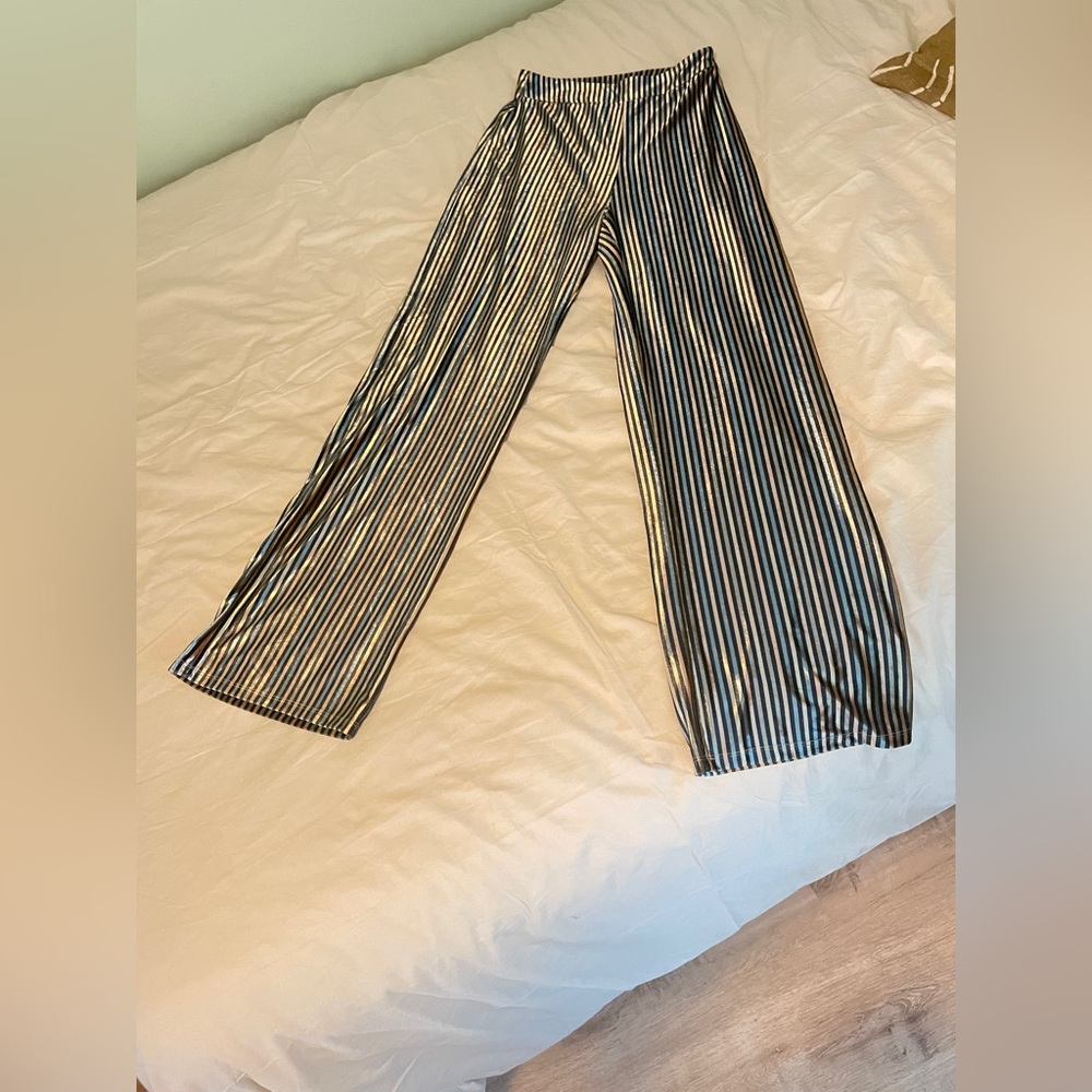 Shiny Velvet Striped Pants